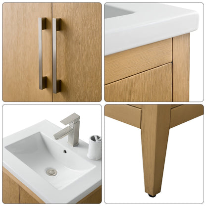 Meuble-lavabo de salle de bain Vanity Art avec lavabo simple, plateau en céramique, disponible en 20, 24 ou 30 pouces.