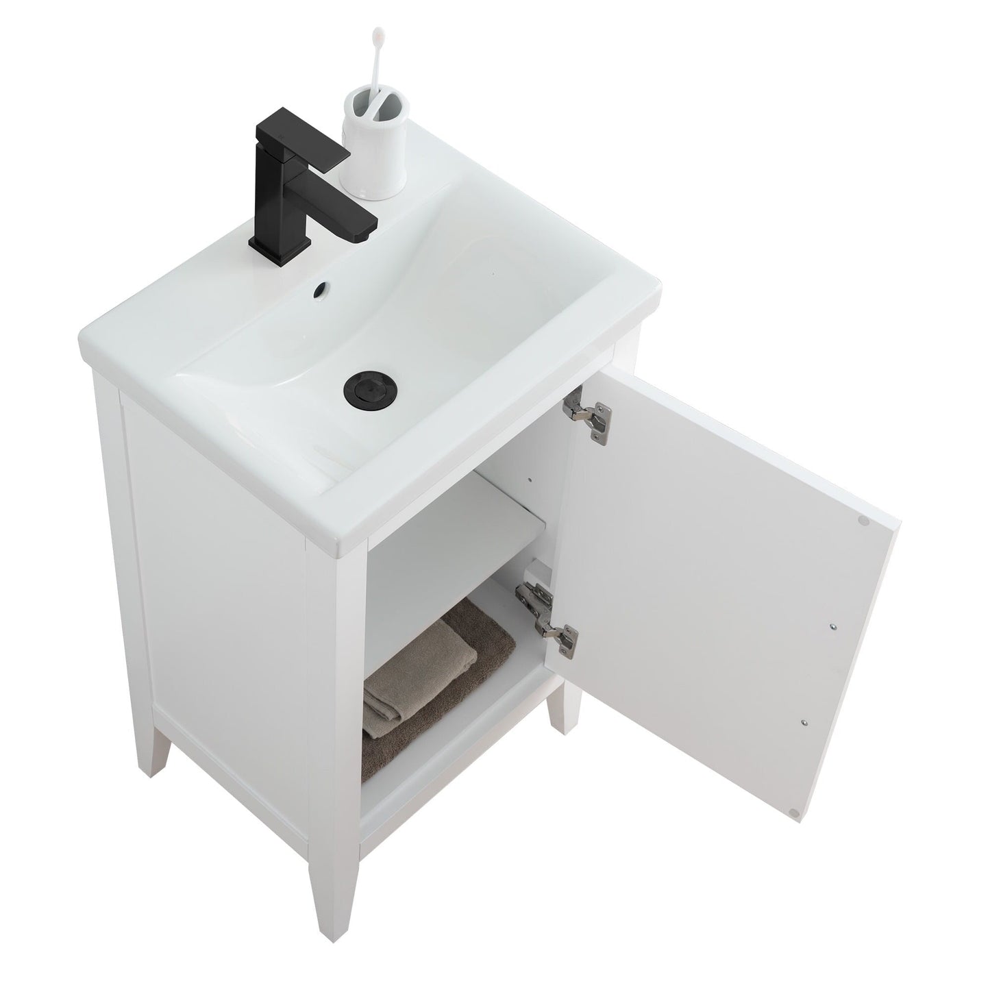 Meuble-lavabo de salle de bain Vanity Art avec lavabo simple, plateau en céramique, disponible en 20, 24 ou 30 pouces.