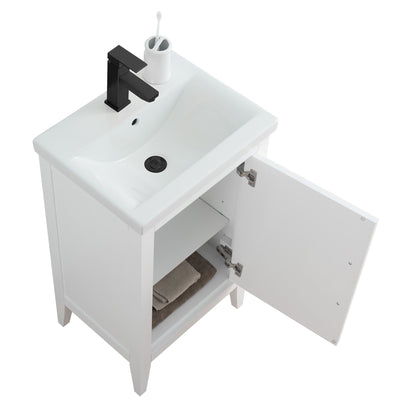 Meuble-lavabo de salle de bain Vanity Art avec lavabo simple, plateau en céramique, disponible en 20, 24 ou 30 pouces.
