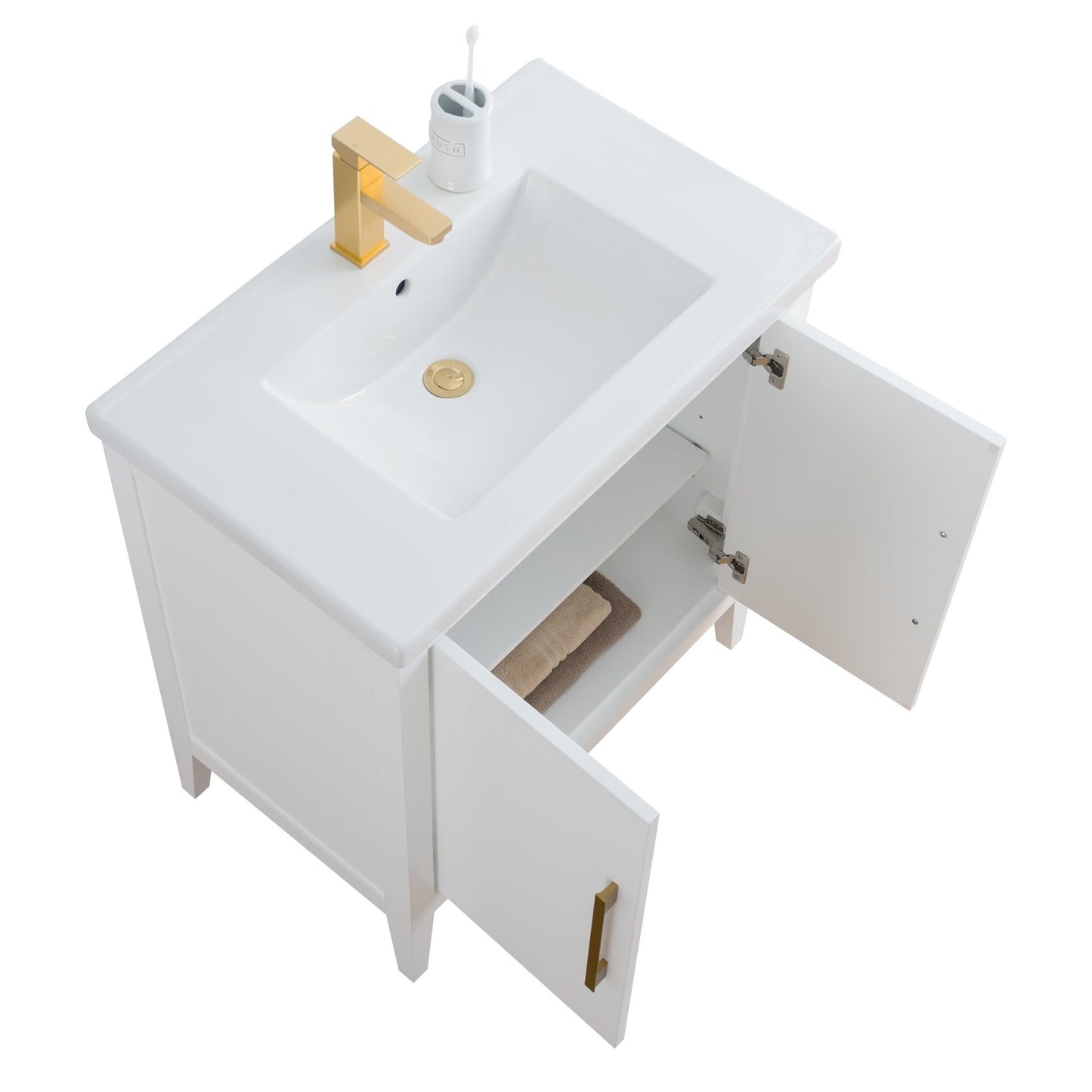Meuble-lavabo de salle de bain Vanity Art avec lavabo simple, plateau en céramique, disponible en 20, 24 ou 30 pouces.