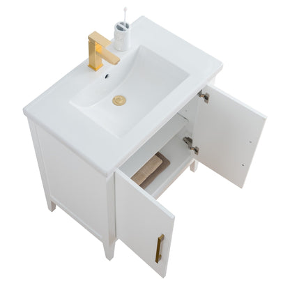 Meuble-lavabo de salle de bain Vanity Art avec lavabo simple, plateau en céramique, disponible en 20, 24 ou 30 pouces.