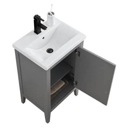 Meuble-lavabo de salle de bain Vanity Art avec lavabo simple, plateau en céramique, disponible en 20, 24 ou 30 pouces.