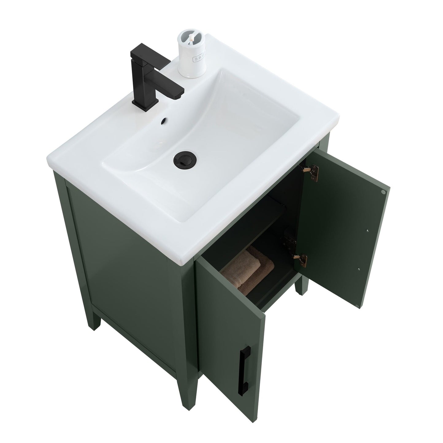 Meuble-lavabo de salle de bain Vanity Art avec lavabo simple, plateau en céramique, disponible en 20, 24 ou 30 pouces.