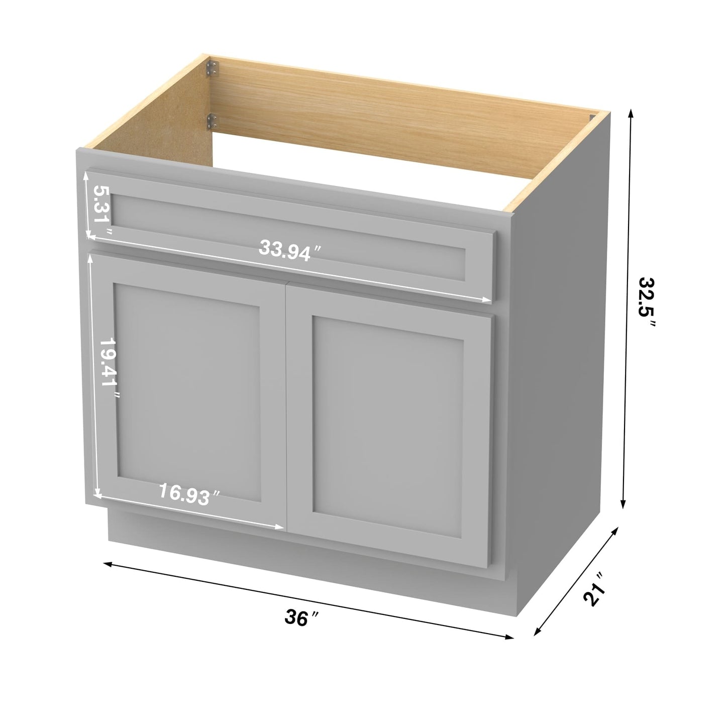 Meuble-lavabo de salle de bain Art Vanity à 36 pouces avec lavabo simple.