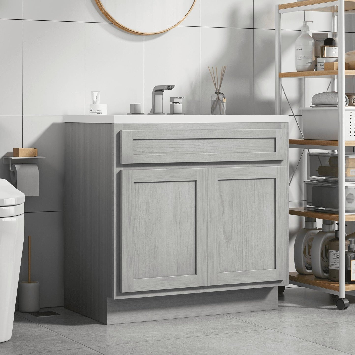 Meuble-lavabo de salle de bain Art Vanity à 36 pouces avec lavabo simple.