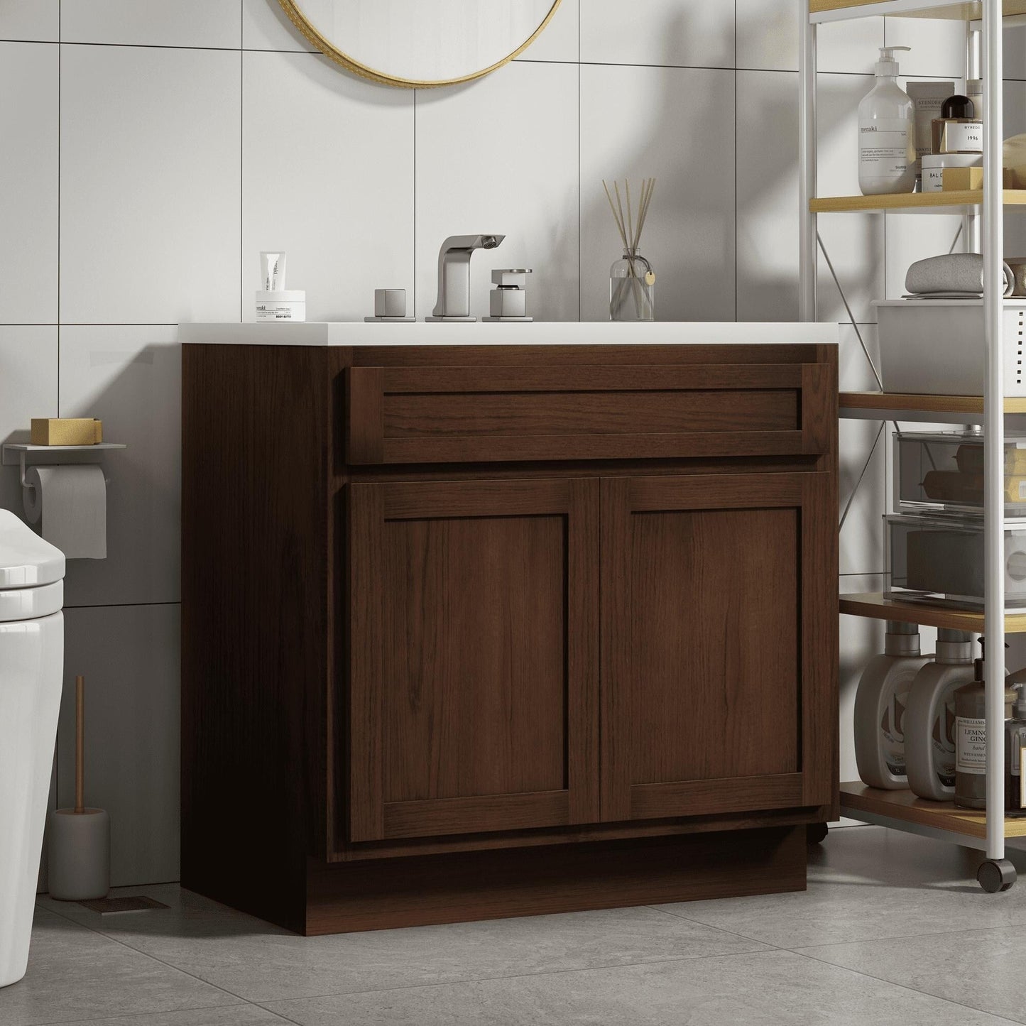 Meuble-lavabo de salle de bain Art Vanity à 36 pouces avec lavabo simple.