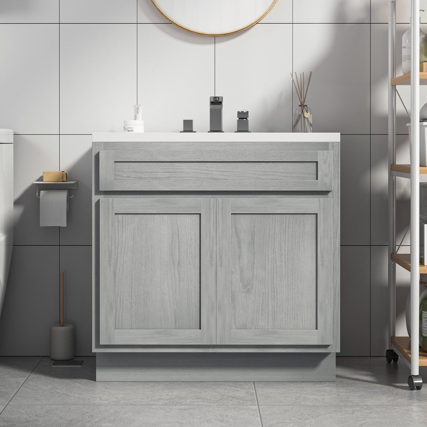 Meuble-lavabo de salle de bain Art Vanity à 36 pouces avec lavabo simple.