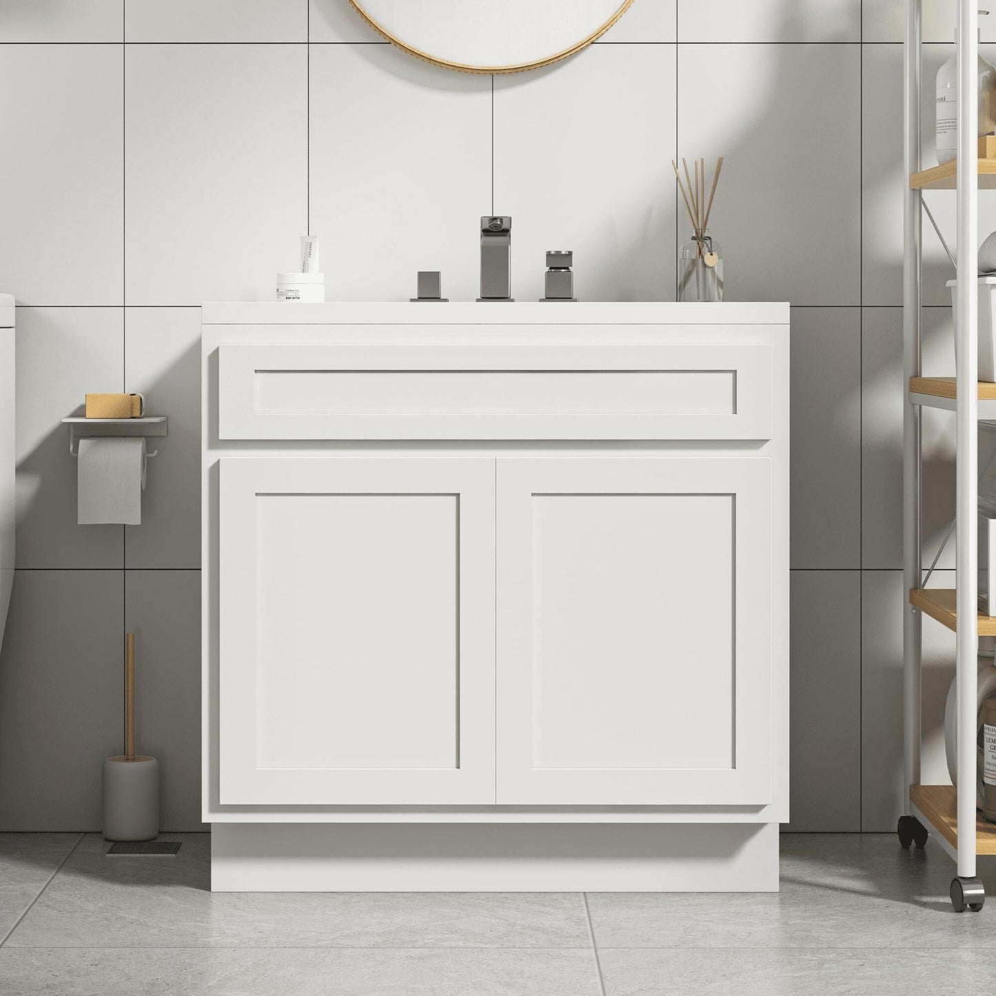Meuble-lavabo de salle de bain Art Vanity à 36 pouces avec lavabo simple.