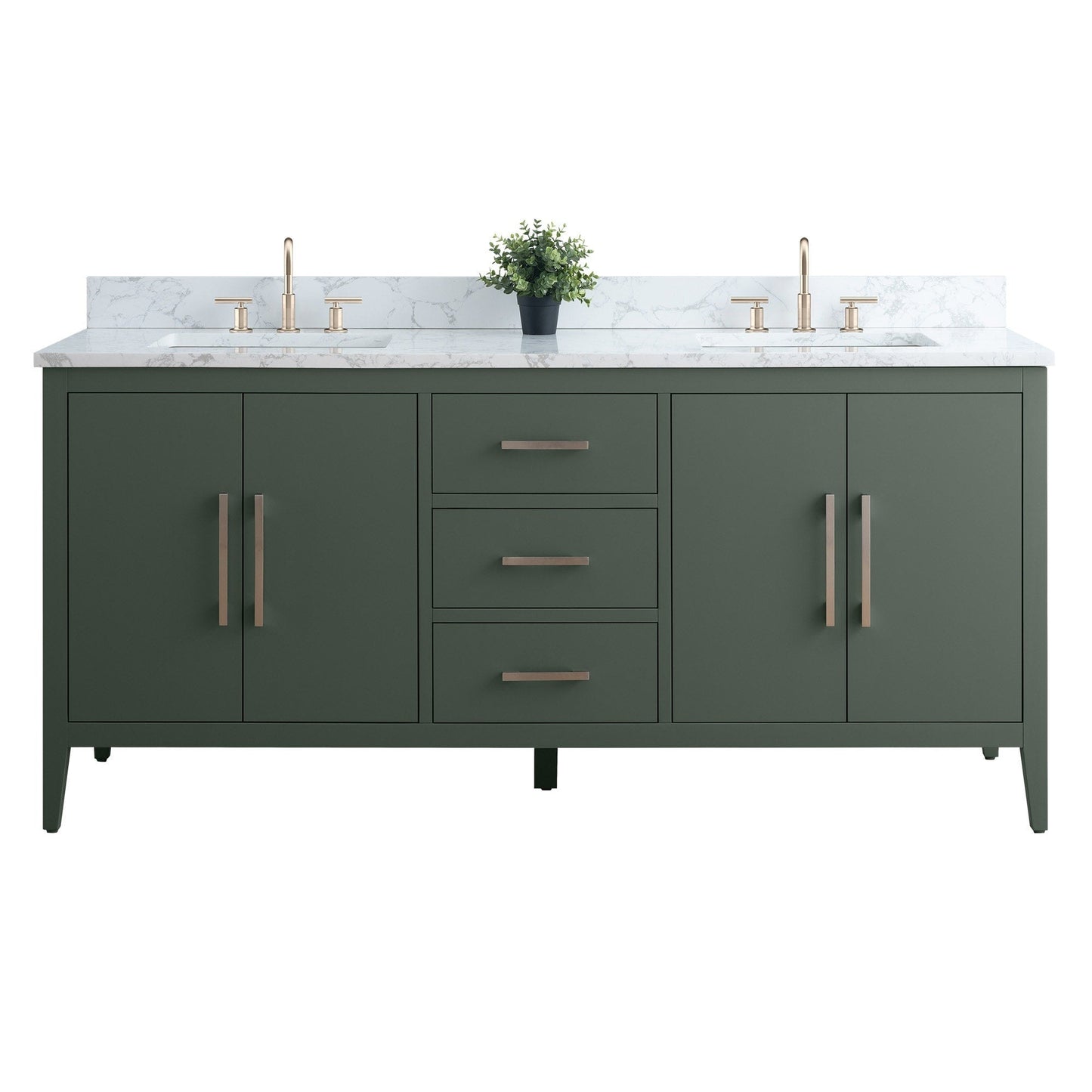 Meuble-lavabo de salle de bain Art 72 avec double lavabo et dessus en marbre synthétique.