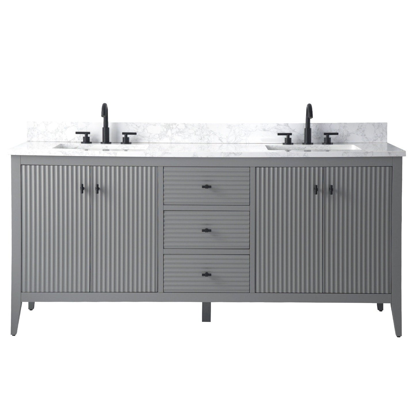 Meuble-lavabo de salle de bain Art 72 avec double lavabo et dessus en marbre synthétique.