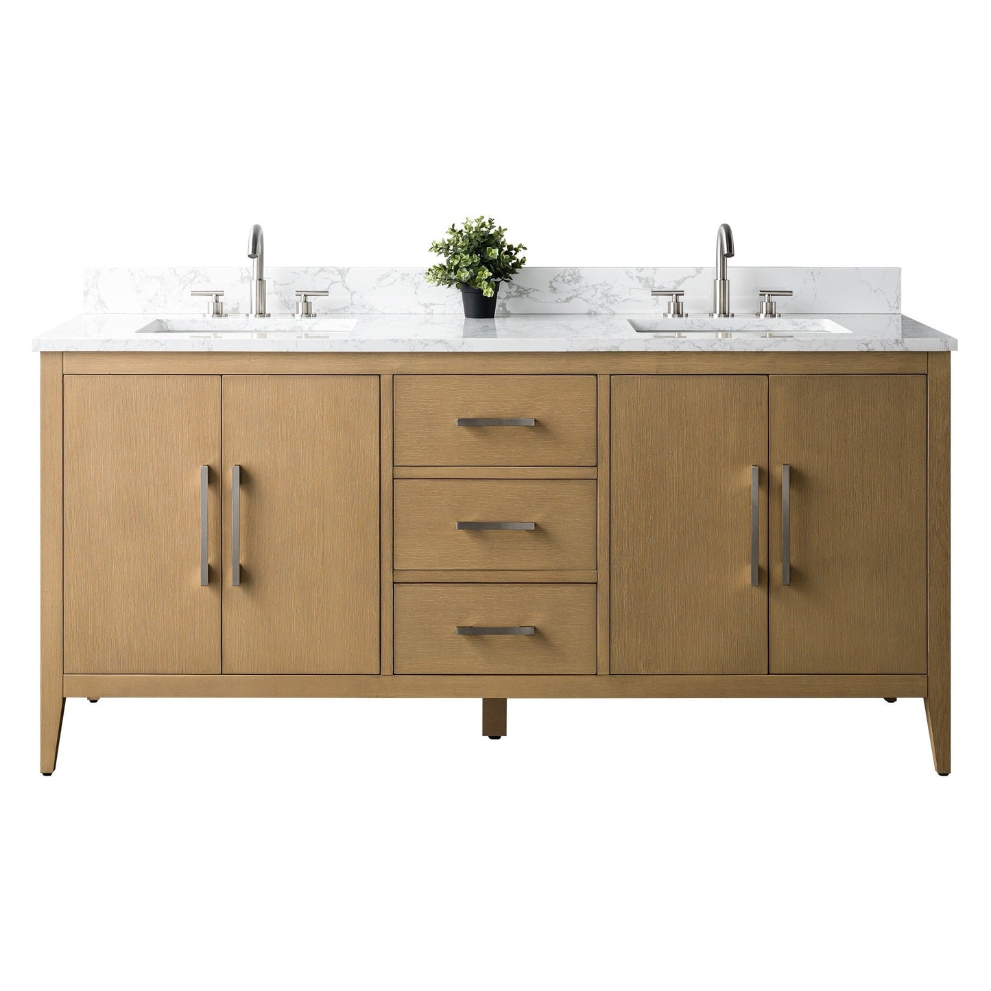 Meuble-lavabo de salle de bain Art 72 avec double lavabo et dessus en marbre synthétique.