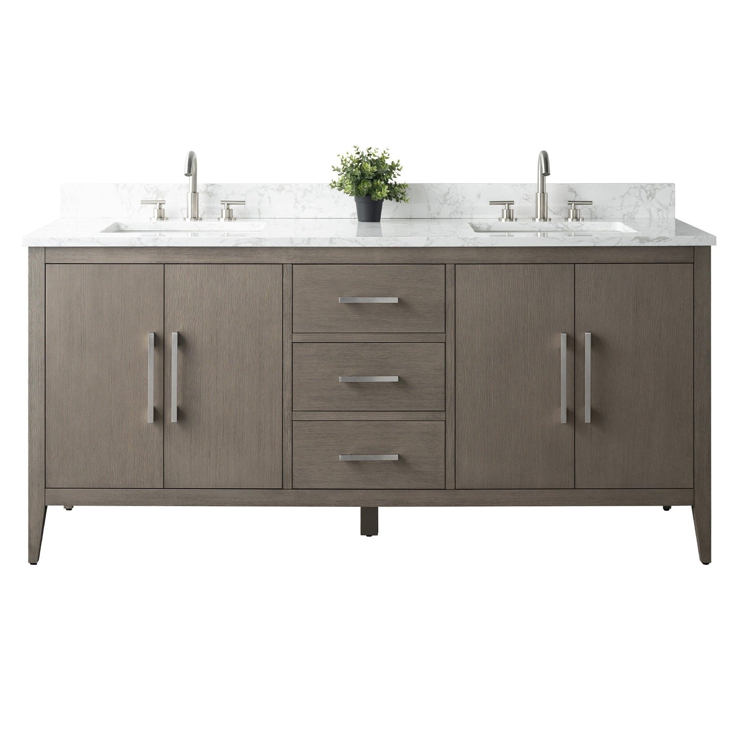 Meuble-lavabo de salle de bain Art 72 avec double lavabo et dessus en marbre synthétique.