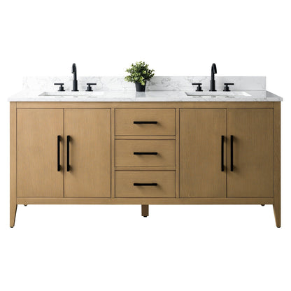 Meuble-lavabo de salle de bain Art 72 avec double lavabo et dessus en marbre synthétique.