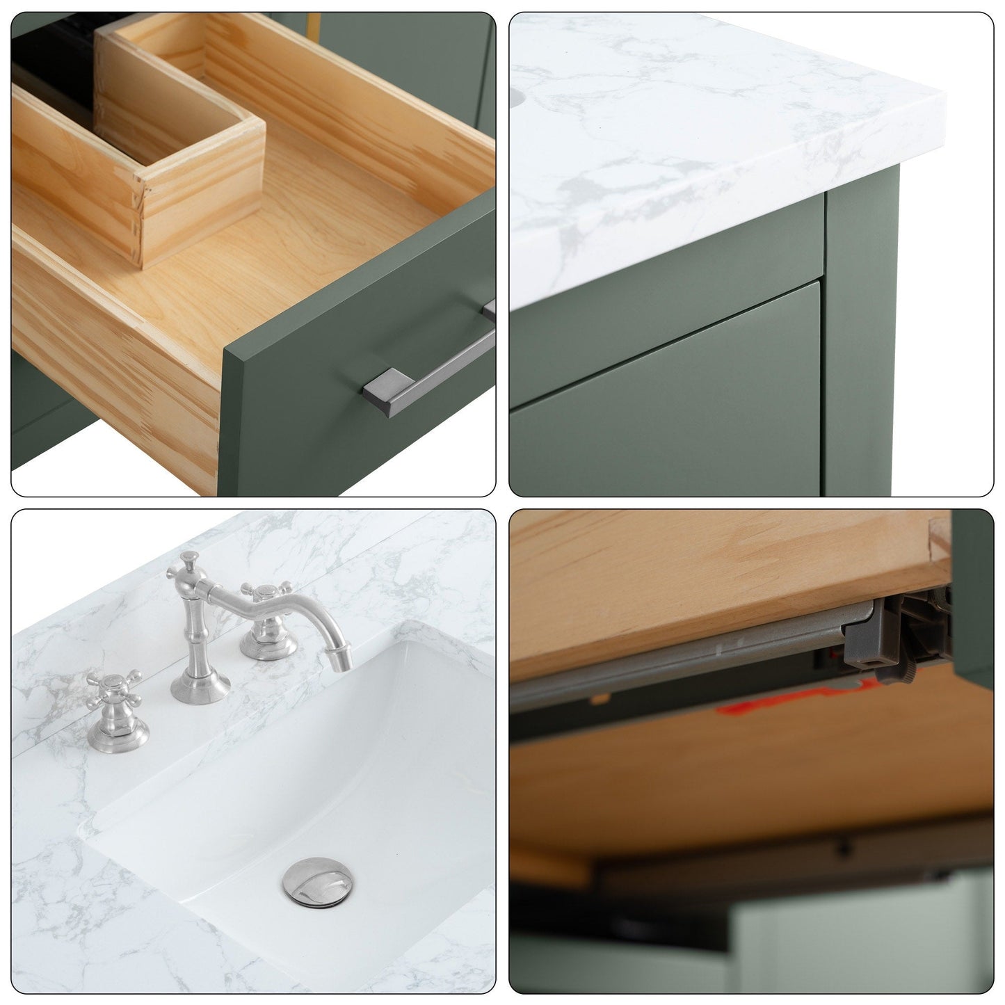 Meuble-lavabo de salle de bain Art 72 avec double lavabo et dessus en marbre synthétique.