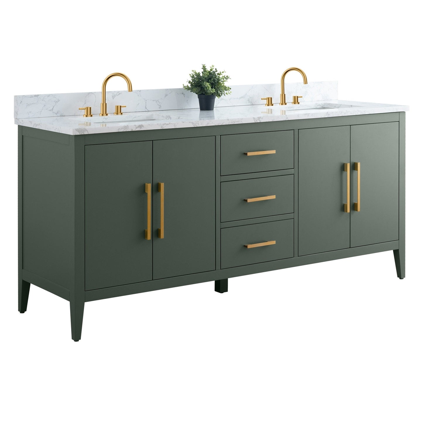 Meuble-lavabo de salle de bain Art 72 avec double lavabo et dessus en marbre synthétique.