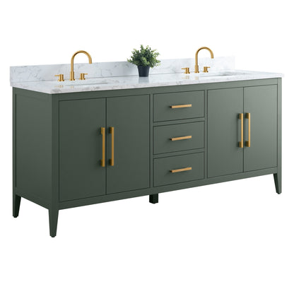 Meuble-lavabo de salle de bain Art 72 avec double lavabo et dessus en marbre synthétique.