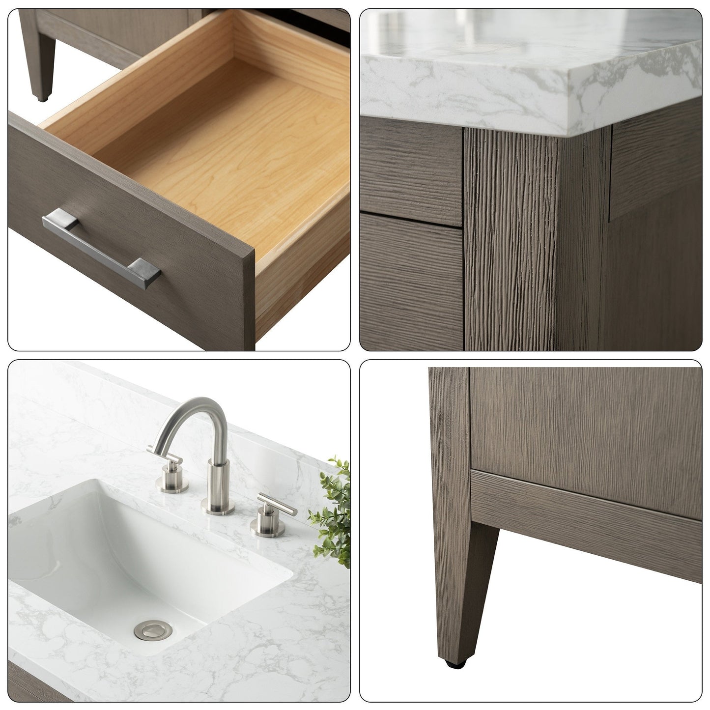 Meuble-lavabo de salle de bain Art 72 avec double lavabo et dessus en marbre synthétique.