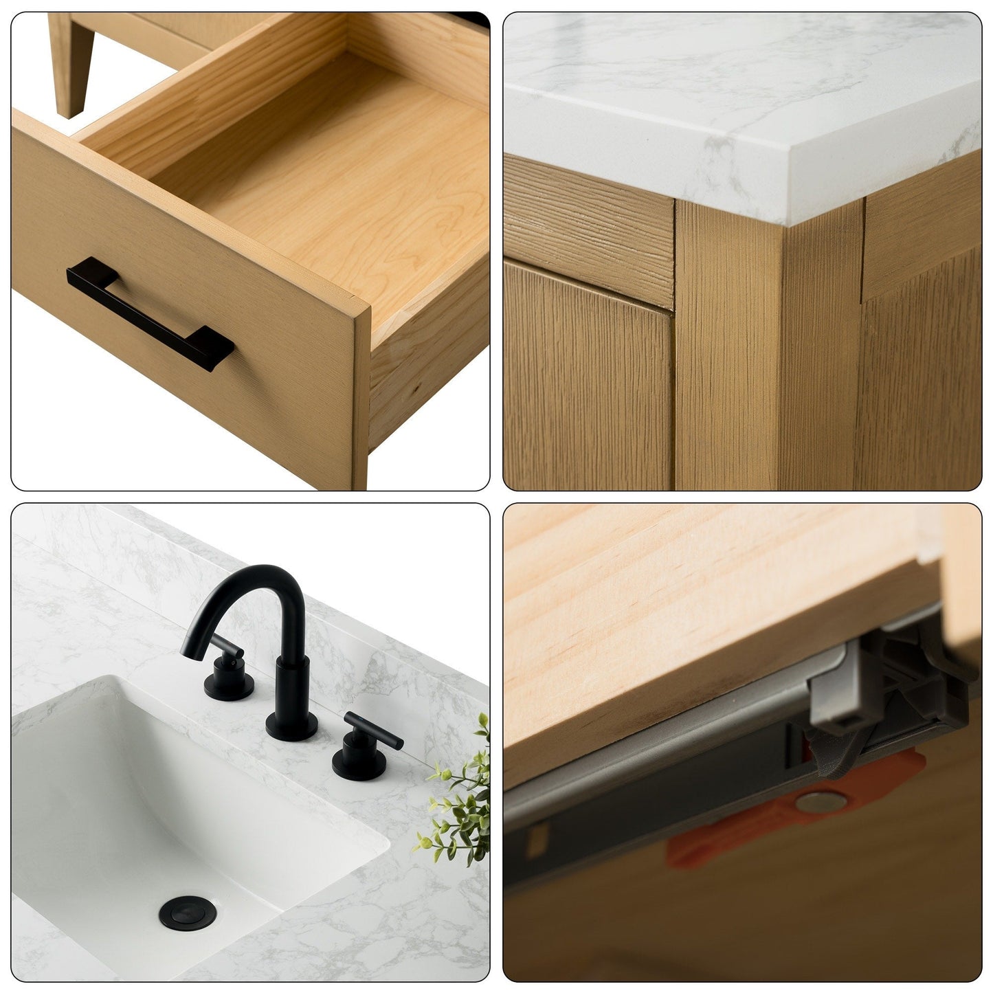 Meuble-lavabo de salle de bain Art 72 avec double lavabo et dessus en marbre synthétique.