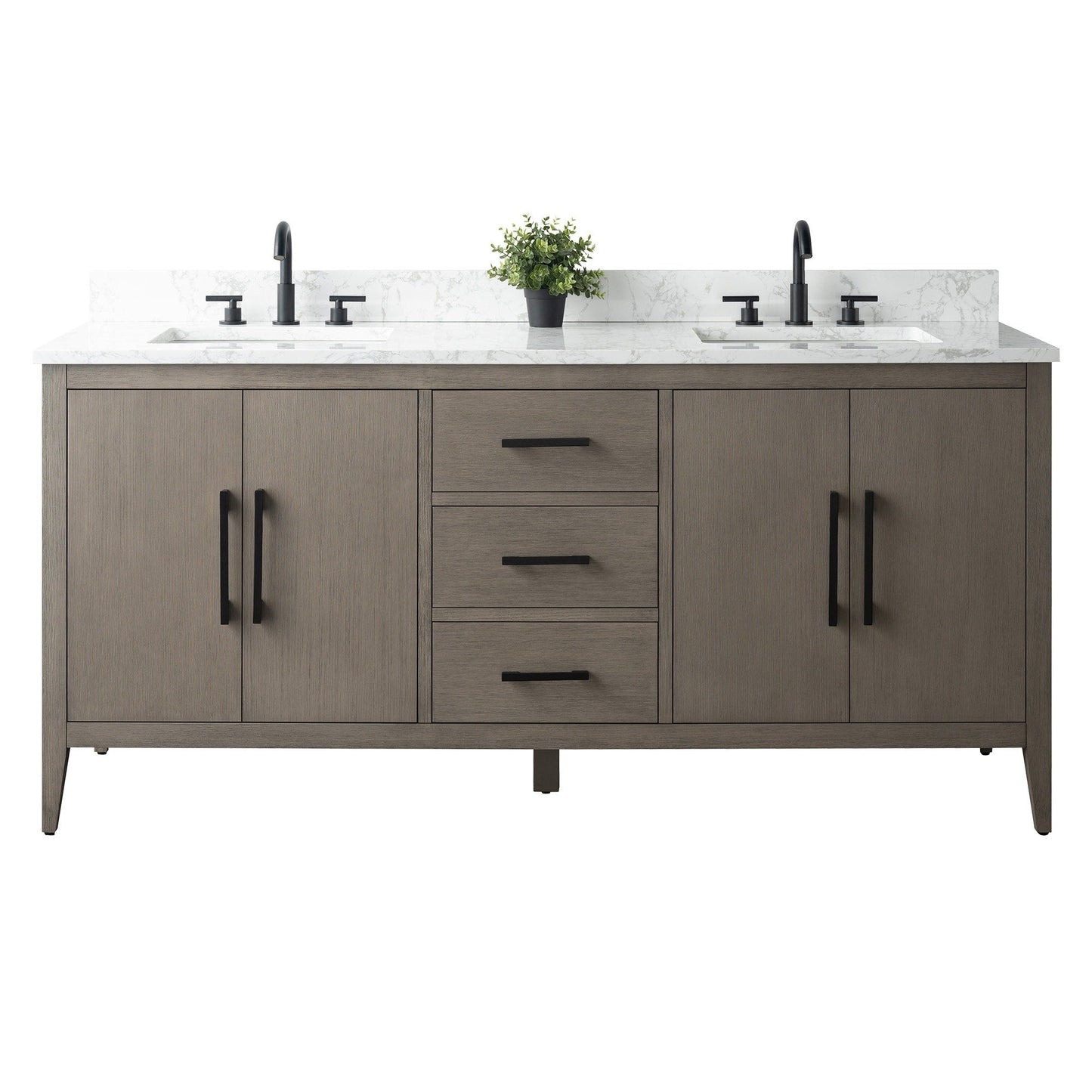 Meuble-lavabo de salle de bain Art 72 avec double lavabo et dessus en marbre synthétique.