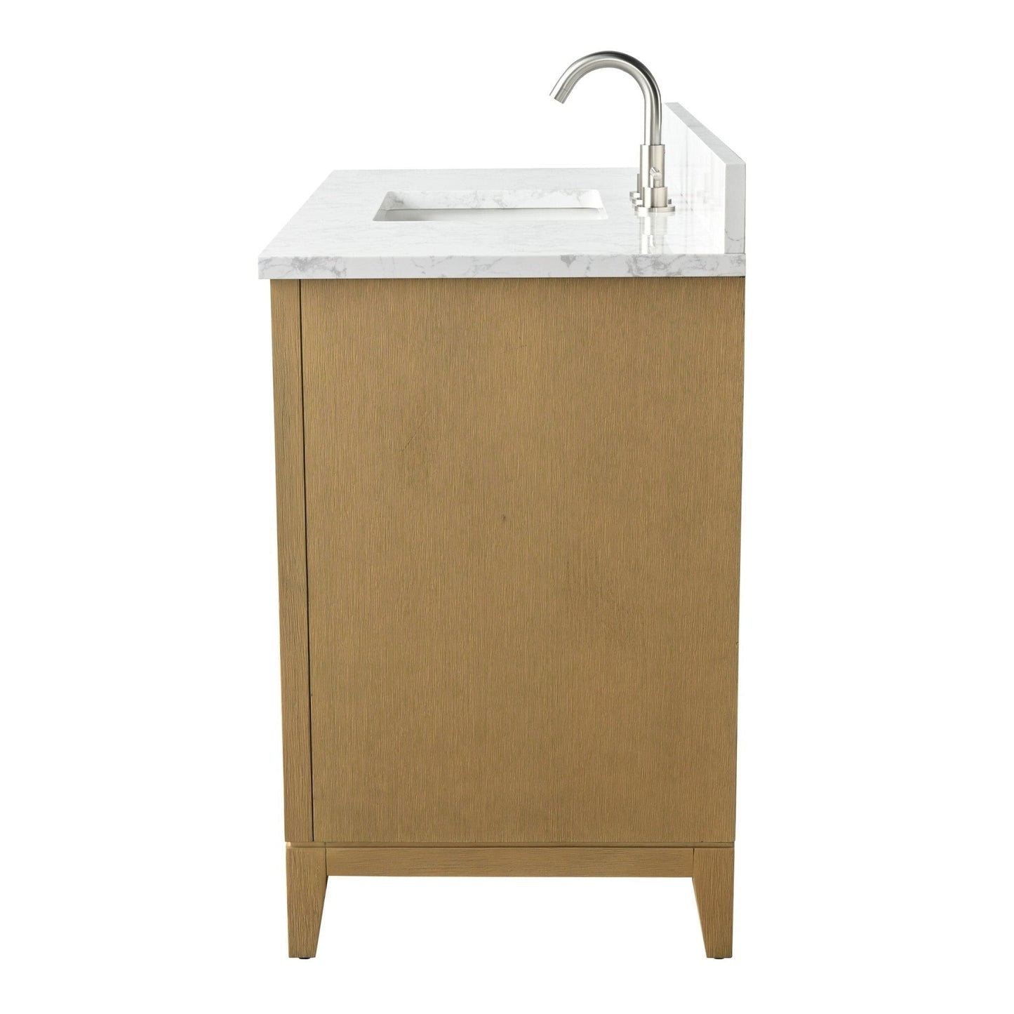 Meuble-lavabo Vanity Art avec lavabo en céramique et plan de travail en marbre composite.