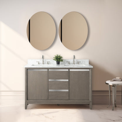 Meuble-lavabo Vanity Art avec lavabo en céramique et plan de travail en marbre composite.