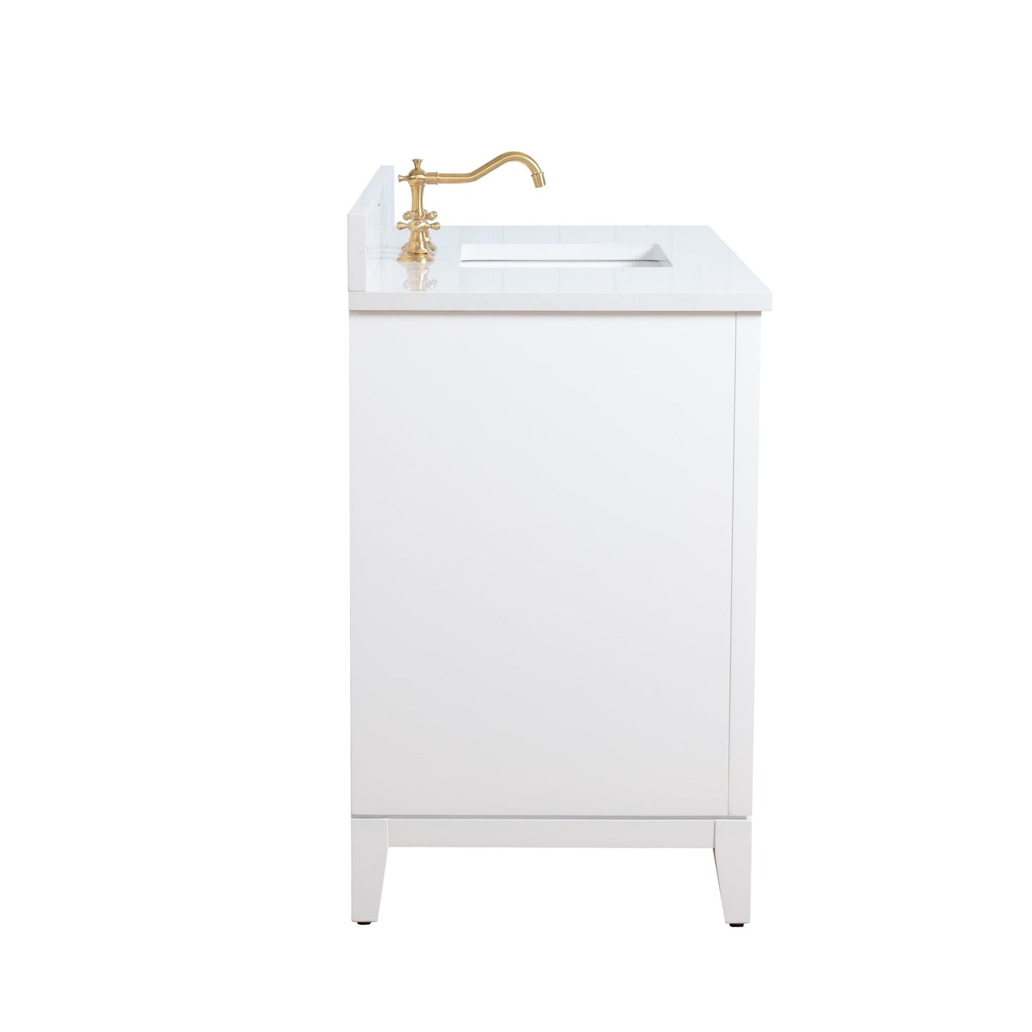 Meuble-lavabo Vanity Art avec lavabo en céramique et plan de travail en marbre composite.