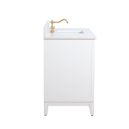 Meuble-lavabo Vanity Art avec lavabo en céramique et plan de travail en marbre composite.