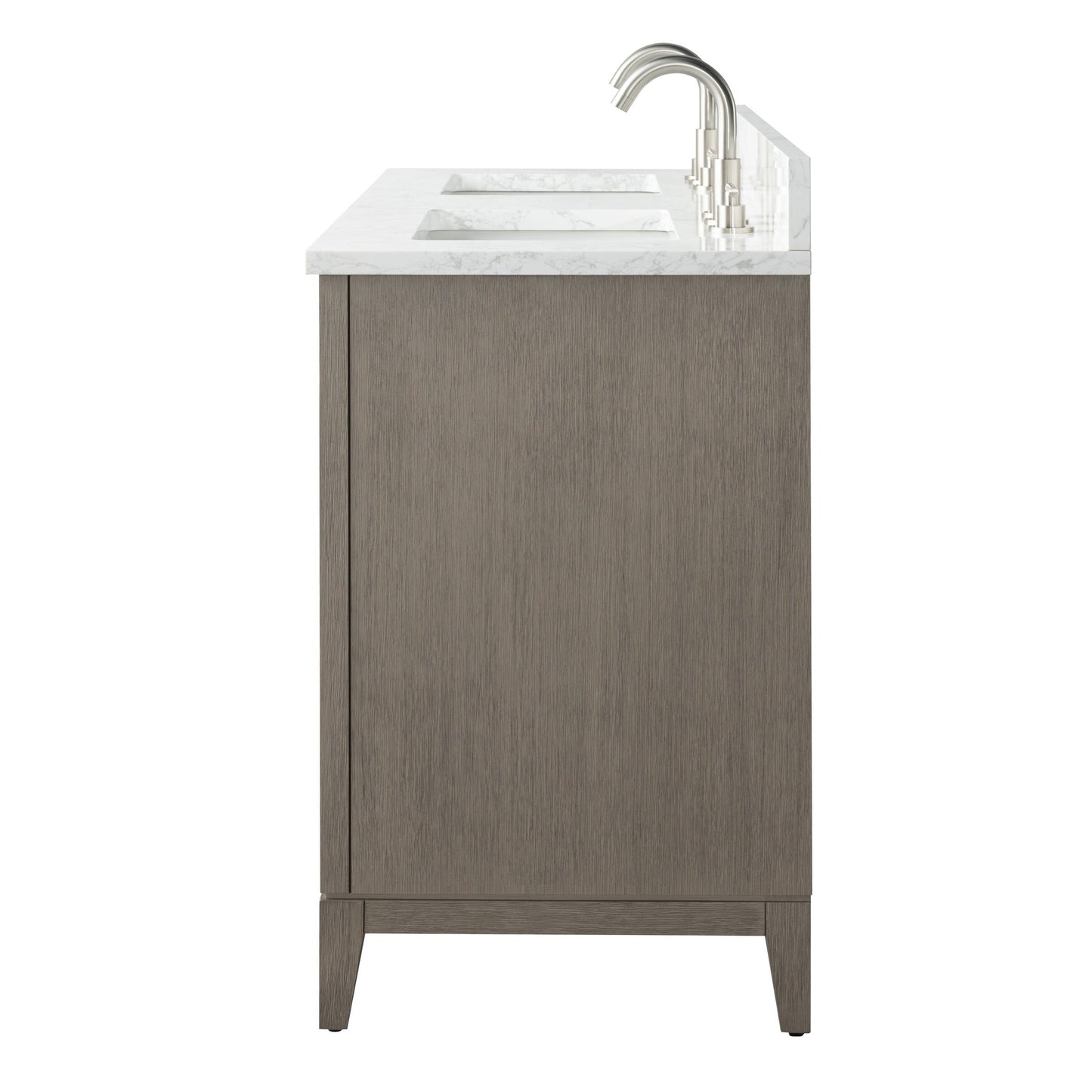 Meuble-lavabo Vanity Art avec lavabo en céramique et plan de travail en marbre composite.