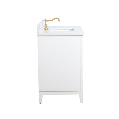 Meuble-lavabo Vanity Art avec lavabo en céramique et plan de travail en marbre composite.