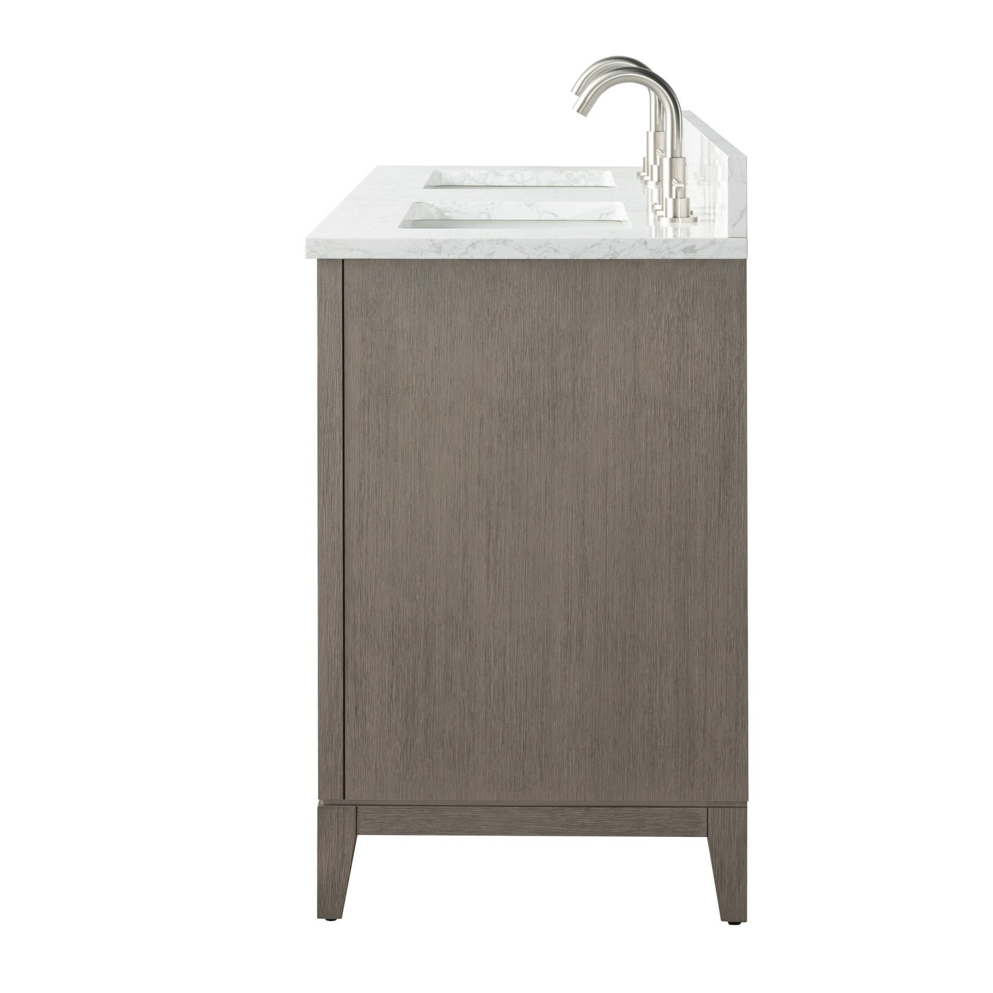 Meuble-lavabo Vanity Art avec lavabo en céramique et plan de travail en marbre composite.
