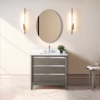 Meuble-lavabo Vanity Art avec lavabo en céramique et plan de travail en marbre composite.