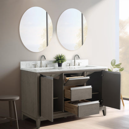 Meuble-lavabo Vanity Art avec lavabo en céramique et plan de travail en marbre composite.