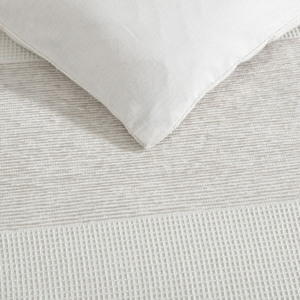Ensemble de couette Vera Wang en chenille à rayures en nid d'abeille beige