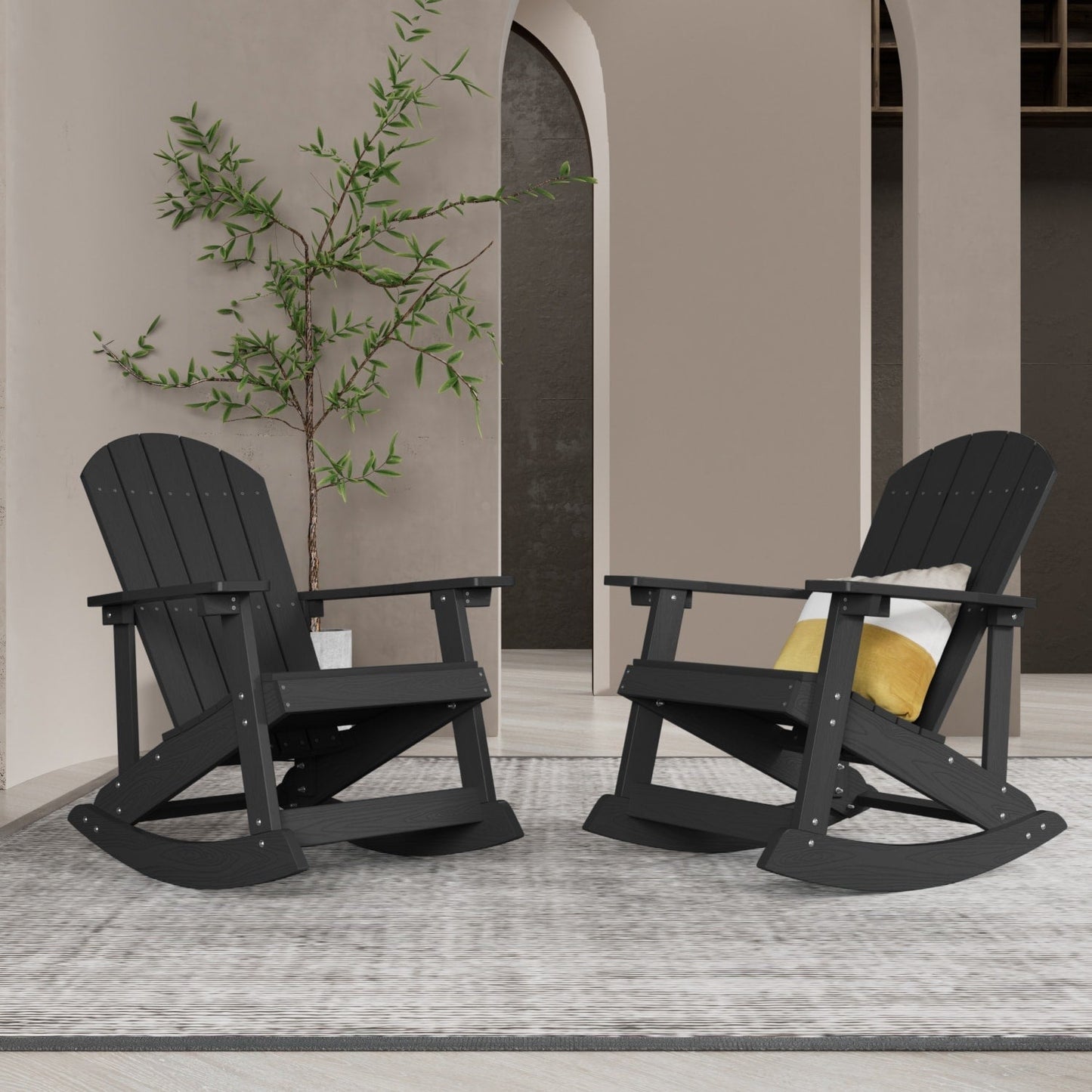 WINSOON Chaise à bascule d'extérieur résistante aux intempéries, lot de 2