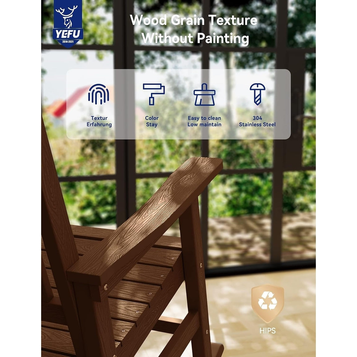 WINSOON Chaise à bascule d'extérieur résistante aux intempéries, lot de 2