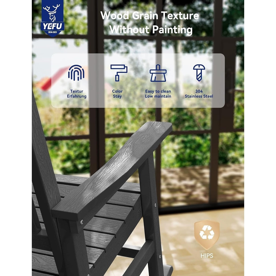 WINSOON Chaise à bascule d'extérieur résistante aux intempéries, lot de 2