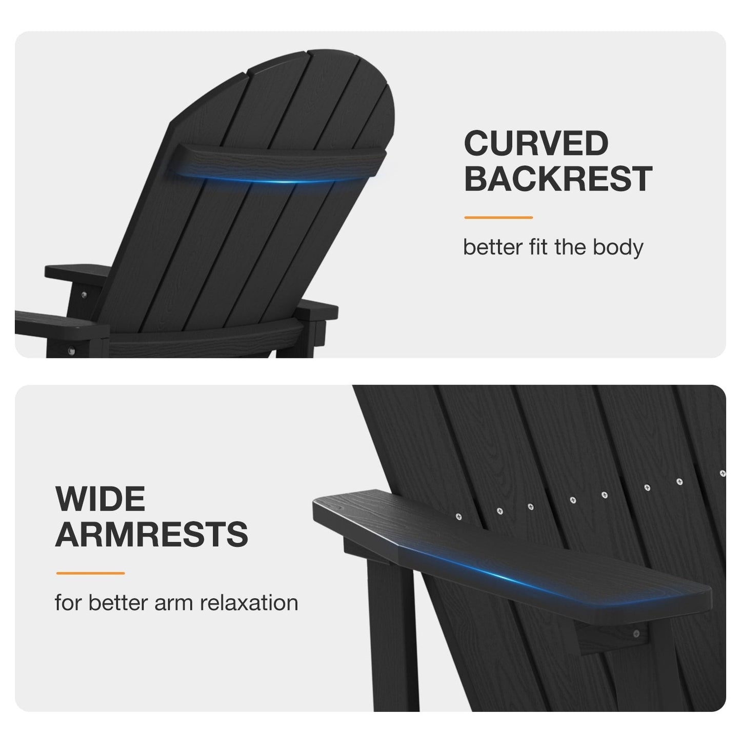 WINSOON Chaise à bascule d'extérieur résistante aux intempéries, lot de 2