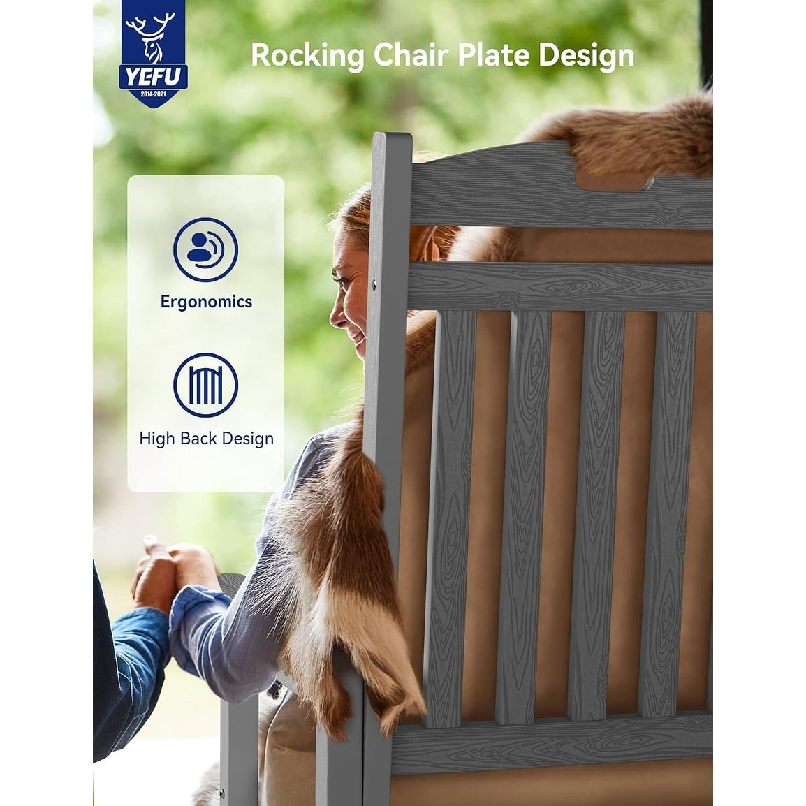 WINSOON Chaise à bascule d'extérieur résistante aux intempéries, lot de 2