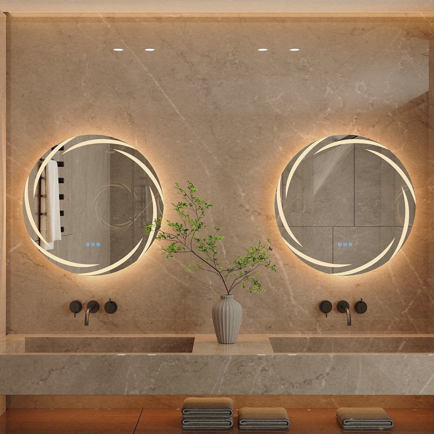 Miropoir de salle de bain à LED étanche, avec éclairage tactile, anti-buée, vanité, intensité variable.