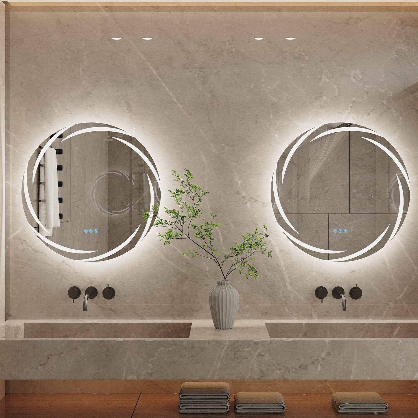 Miropoir de salle de bain à LED étanche, avec éclairage tactile, anti-buée, vanité, intensité variable.