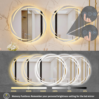 Miropoir de salle de bain à LED étanche, avec éclairage tactile, anti-buée, vanité, intensité variable.