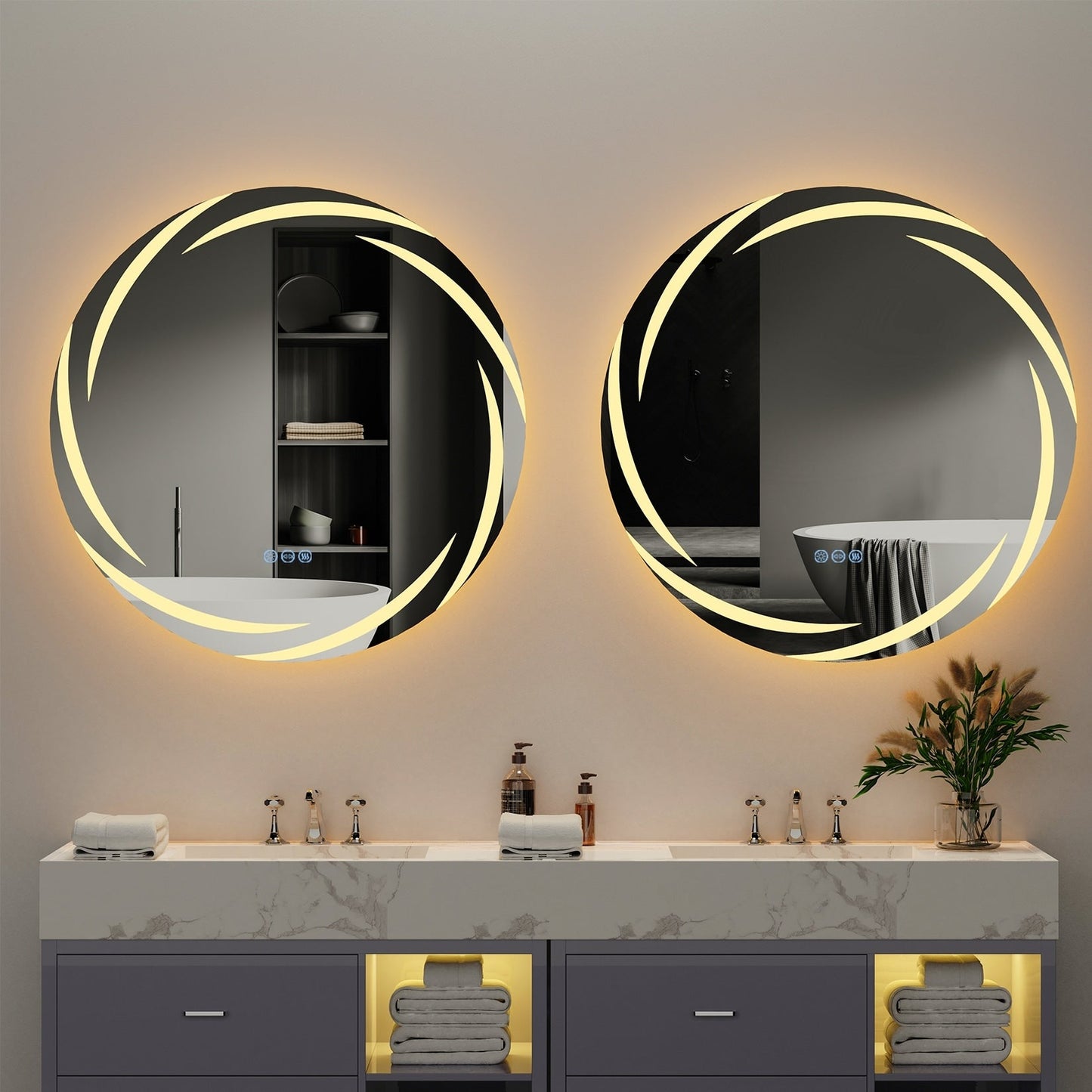 Miropoir de salle de bain à LED étanche, avec éclairage tactile, anti-buée, vanité, intensité variable.