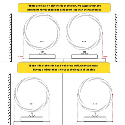 Miropoir de salle de bain à LED étanche, avec éclairage tactile, anti-buée, vanité, intensité variable.