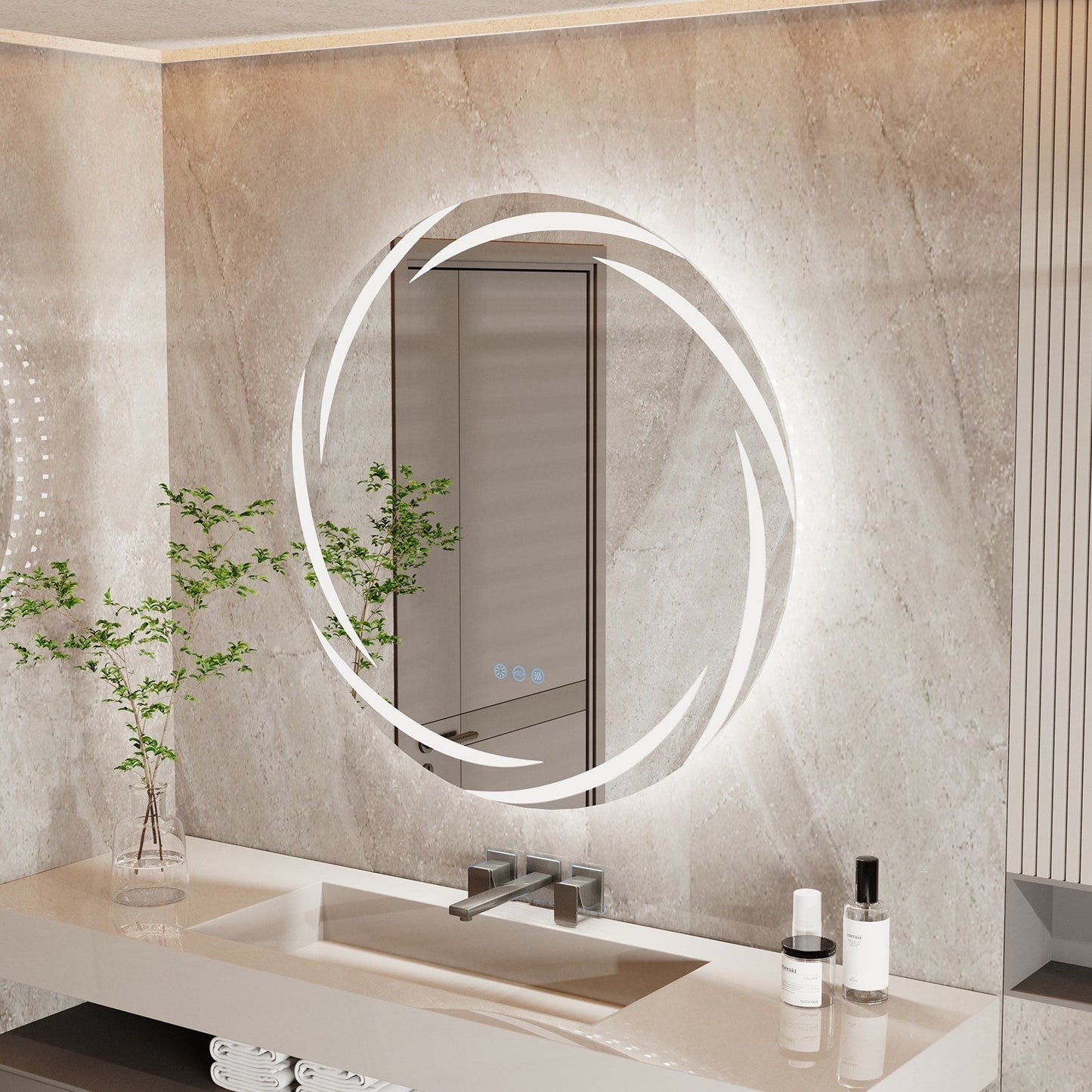 Miropoir de salle de bain à LED étanche, avec éclairage tactile, anti-buée, vanité, intensité variable.