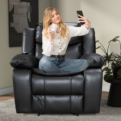 Fauteuil inclinable large en cuir durable avec massage et chauffage.