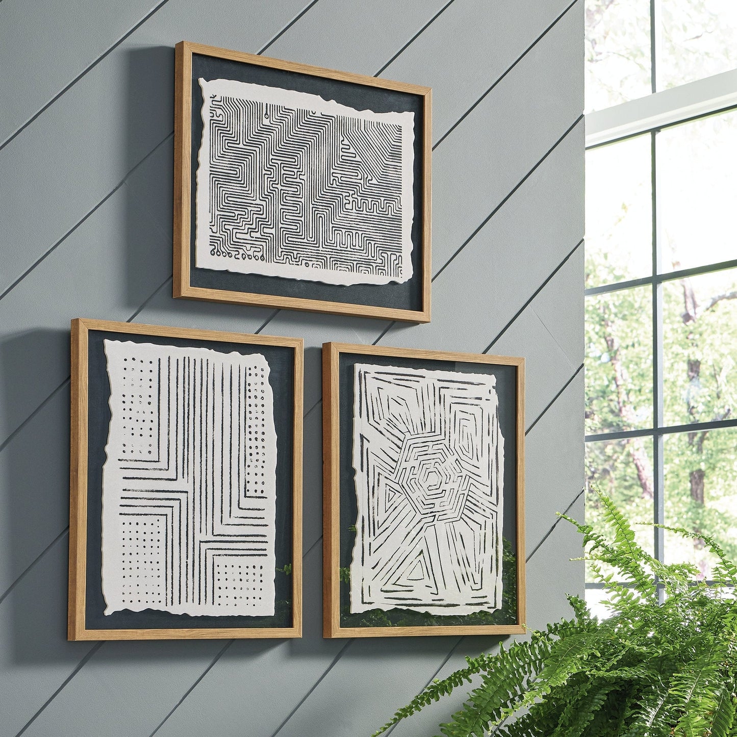 Ensemble de 3 tableaux muraux Wonderstow noir/beige
