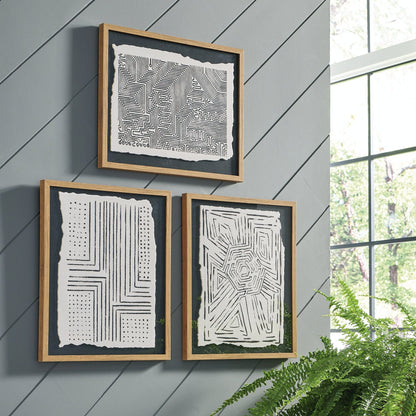 Ensemble de 3 tableaux muraux Wonderstow noir/beige