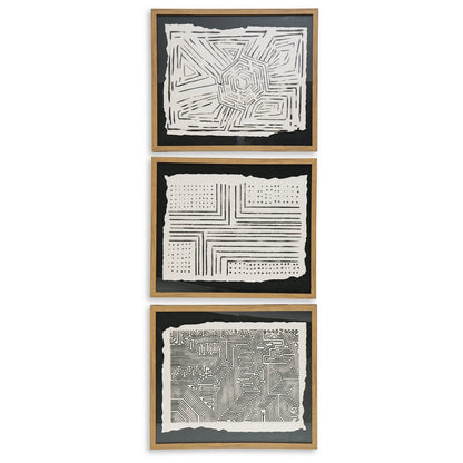 Ensemble de 3 tableaux muraux Wonderstow noir/beige