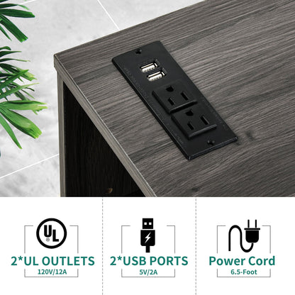Meuble de rangement en bois avec station de recharge, classeur latéral mobile, verrouillable, compatible avec les dossiers A4, lettres et documents légaux.