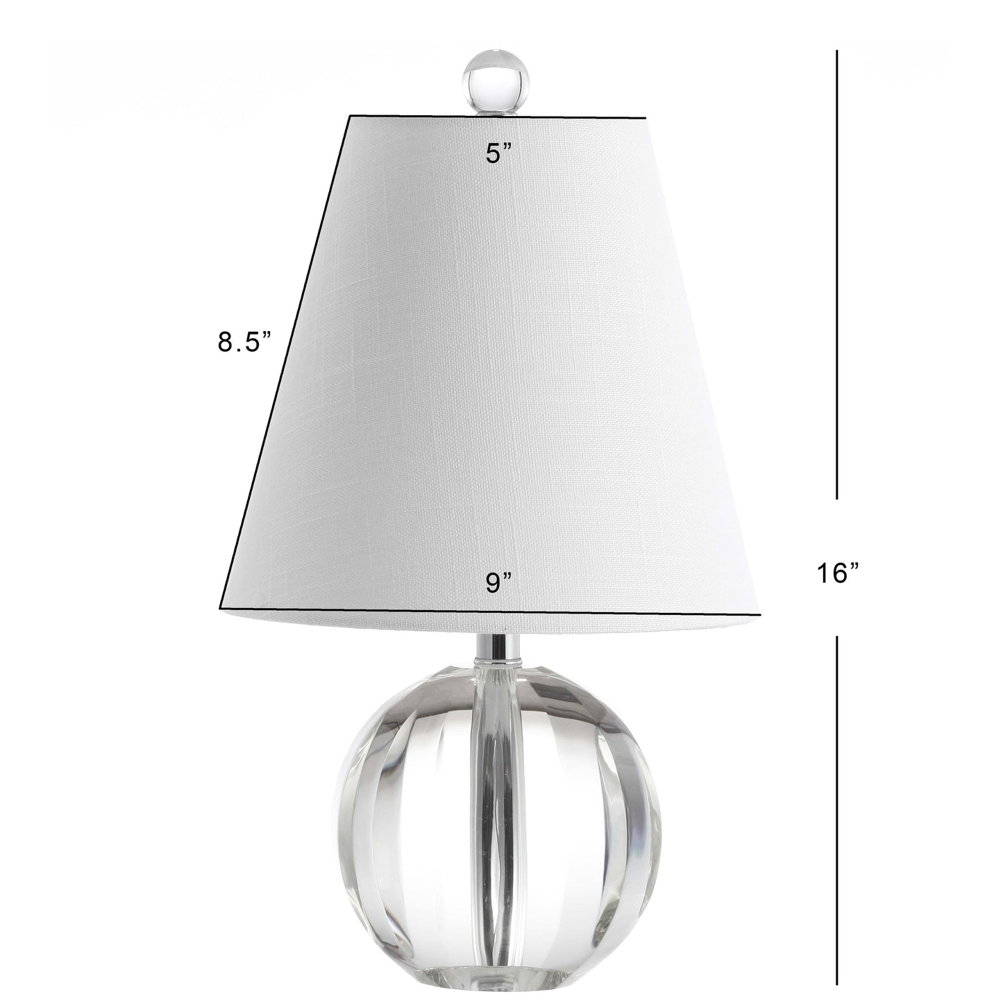 Lampe de table LED Goddard 16 à boule de cristal/métal, par JONATHAN Y